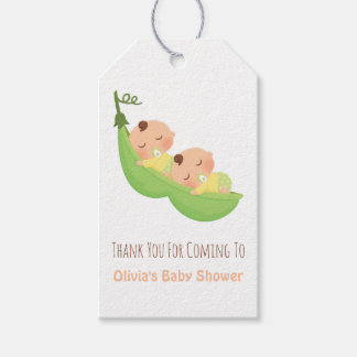 Sovande ärtor i en pod Dubbla baby shower presentk Presentetikett