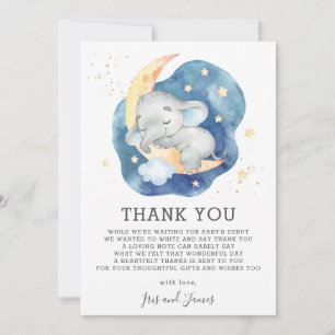 Sovande Baby Elefant Glittrande Stjärna Shower Poj Tack Kort