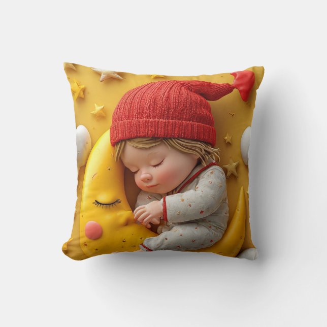Sovande baby på halvmåne kudde (Framsida)
