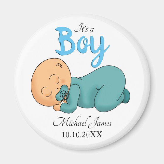 Sovande babypojke baby shower magnet (Framsidan)