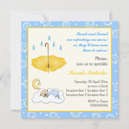 Sovande babypojke stänkblå gul inbjudan