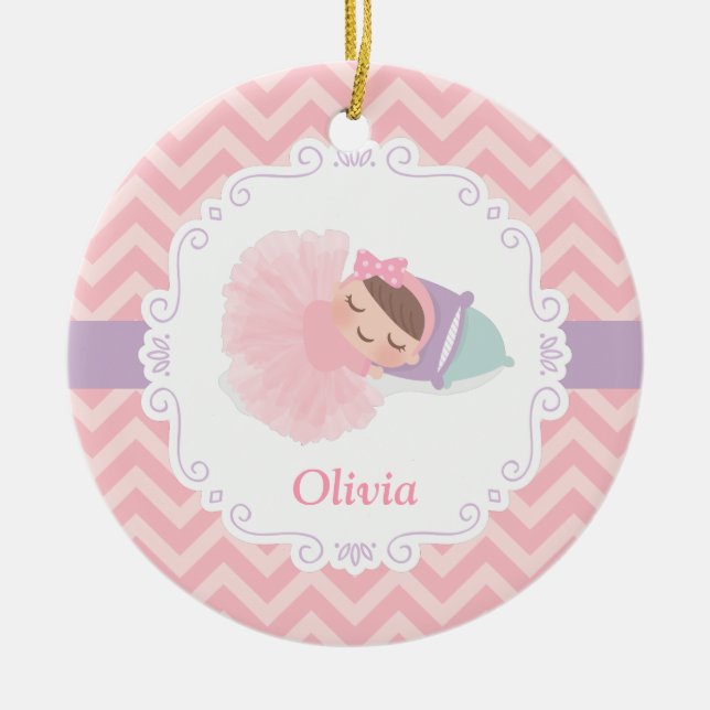 Sovande ballerina babyflicka personlig ornament (Framsidan)