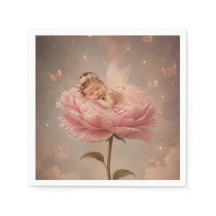 Sovande bebis rosa blomma