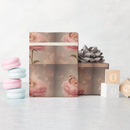 Sovande bebis rosa blomma presentpapper