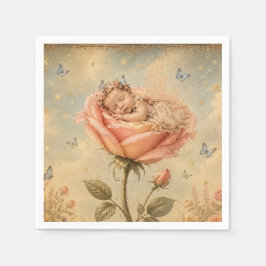 Sovande bebis rosa ros pappersservett