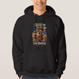 Sovande Björn Låg Batterinivå Rolig Mysig Hoodie