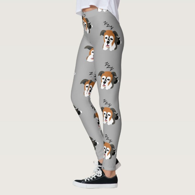 Sovande Boxer Hund Valp Djurälskare ZZZ Husdjur Leggings (Vänster)