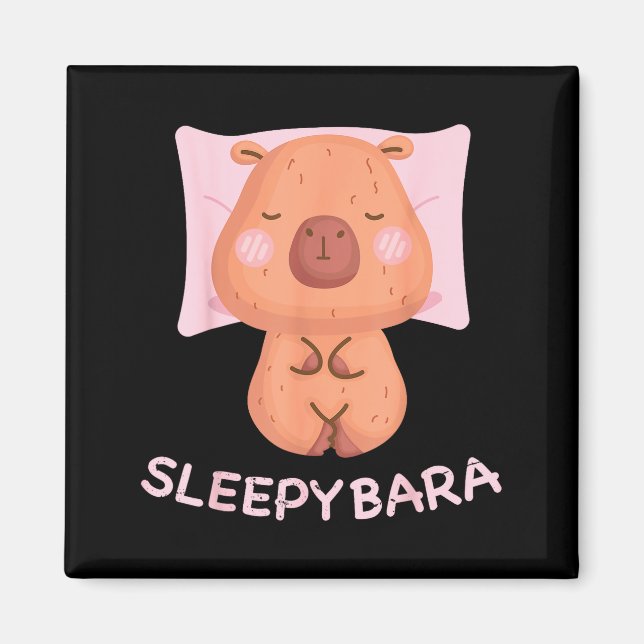 Sovande Capybara Pyjamas Natdräkt Sleepybara Gnaga Magnet (Framsidan)