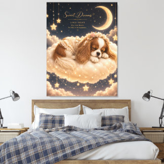 Sovande Cavalier King Charles Spaniel på Moln Canvastryck