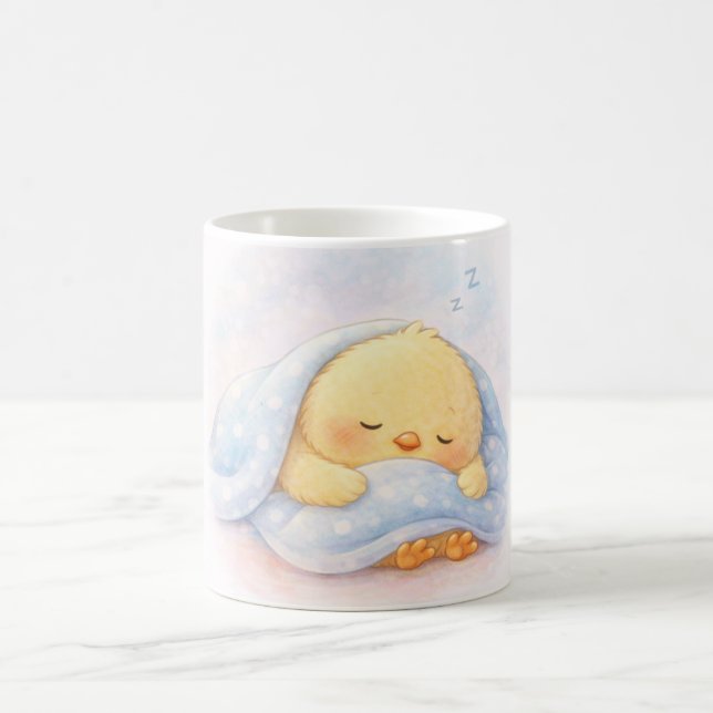 Sovande Chick Alma – Mysig Sängillustration Kaffemugg (Center)