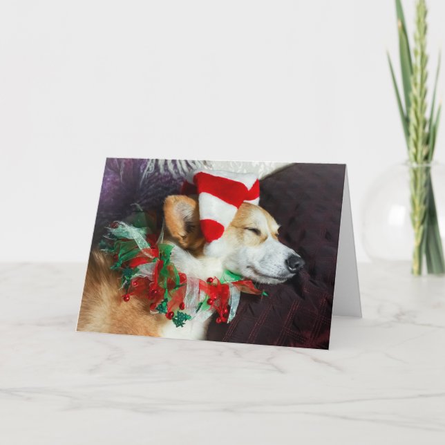Sovande Corgi-Alv Julkort Kort (Framsida)