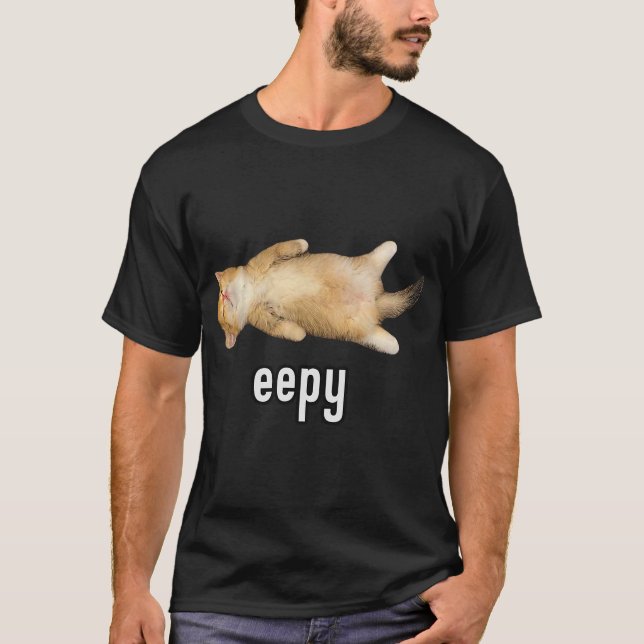 Sovande Eepy Katt Meme T Shirt (Framsida)