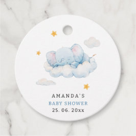 Sovande elefant baby shower, pojk baby shower gåvor etiketter
