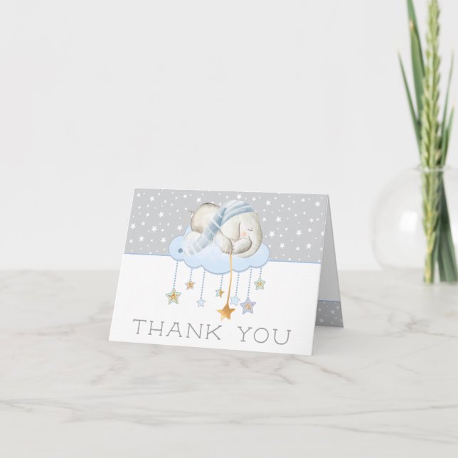 Sovande Elefant Baby Shower Tacksamhetskort Tack Kort (Framsida)
