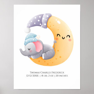 Sovande elefant i månen Personlig födelsestatistik Poster