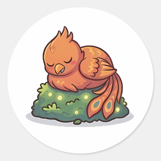 Sovande Fenix Runt Klistermärke (Framsida)