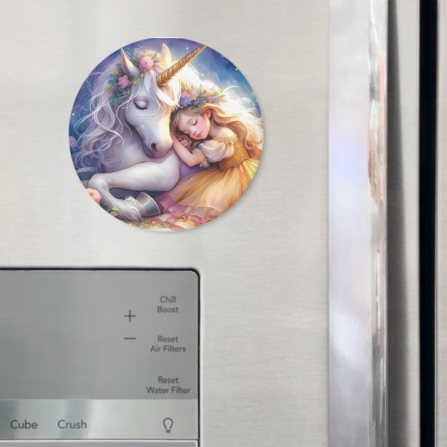 Sovande flicka enhörning drömlandskap magnet (In Situ (Fridge))