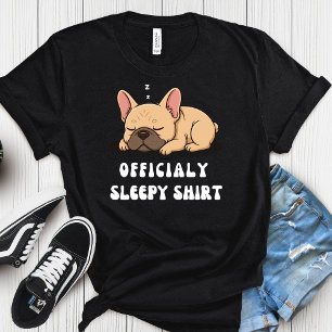 Sovande fransk bulldogg Snooze Time Valp officiell T Shirt