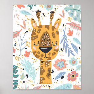 Sovande Giraff Barnkammar Konst Poster