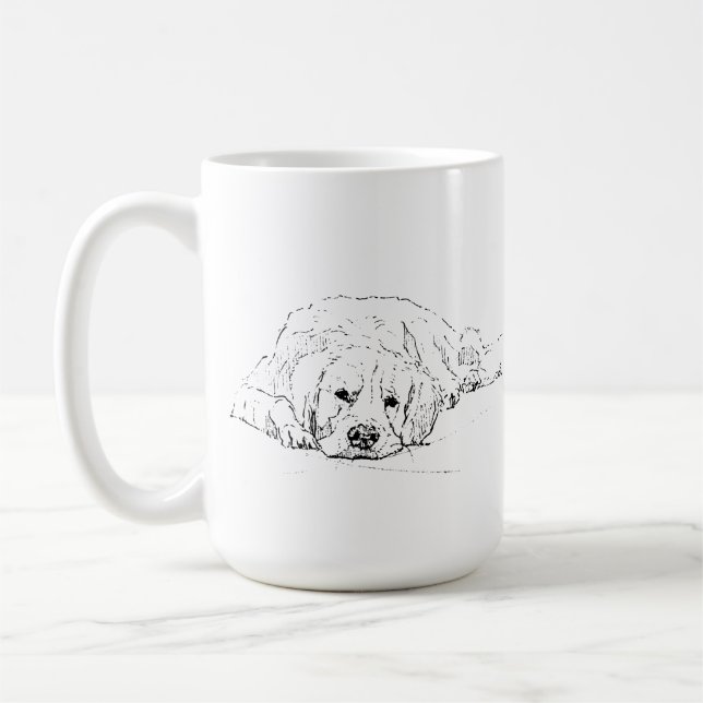 Sovande Golden Retriever, Teckning av Hund Kaffemugg (Vänster)
