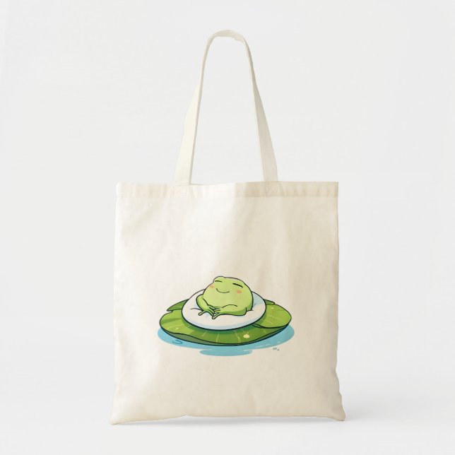 Sovande groda på näckrosblad Kawaii-design Tygkasse (Framsidan)