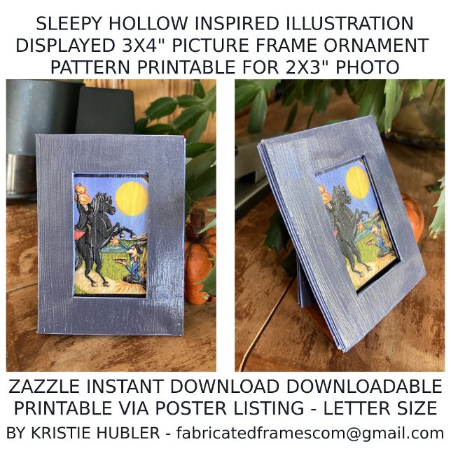 Sovande Hålrum Konst Ram Smycke För 2x3 Foto (this is what the Sleepy Hollow frame ornament paper sheet papercraft will look like when finished!)