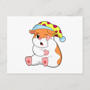 Sovande hamster med Sömnhuvud Vykort