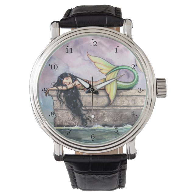 Sovande Havfrus fantasykonst av Molly Harrison Armbandsur (Framsida)