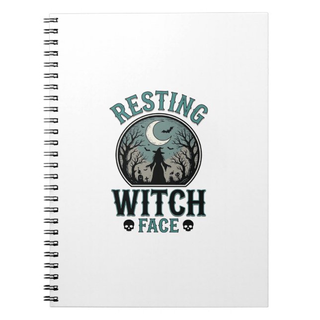 Sovande häxans ansikte Vintage Halloween-design_1 Anteckningsbok (Framsidan)
