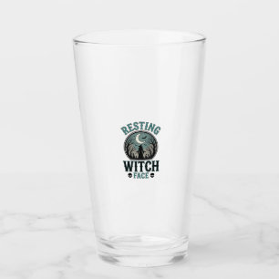 Sovande häxans ansikte Vintage Halloween-design_1 Glaskopp