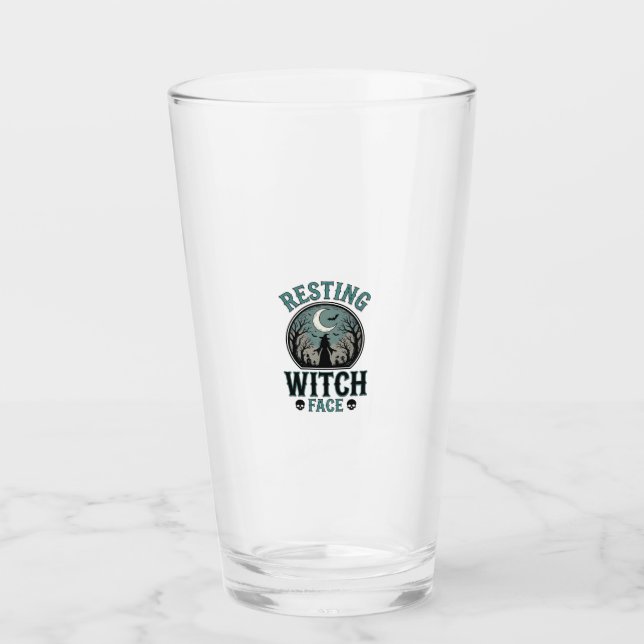 Sovande häxans ansikte Vintage Halloween-design_1 Glaskopp (Framsida)