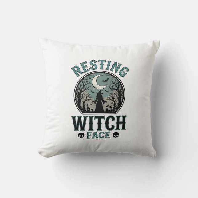 Sovande häxans ansikte Vintage Halloween-design_1 Kudde (Framsida)