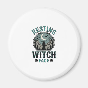 Sovande häxans ansikte Vintage Halloween-design_1 Magnet