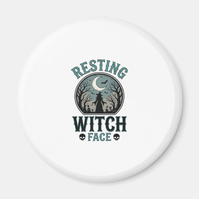 Sovande häxans ansikte Vintage Halloween-design_1 Magnet (Framsidan)