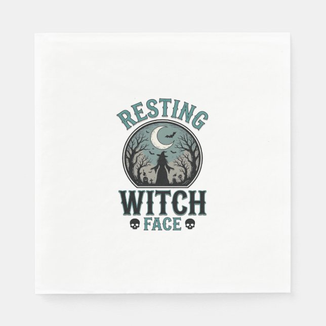 Sovande häxans ansikte Vintage Halloween-design_1 Pappersservett (Framsidan)