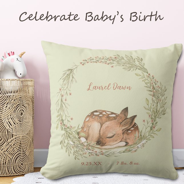 Sovande hjortfawn vårblads krans kudde (Skapare uppladdad)