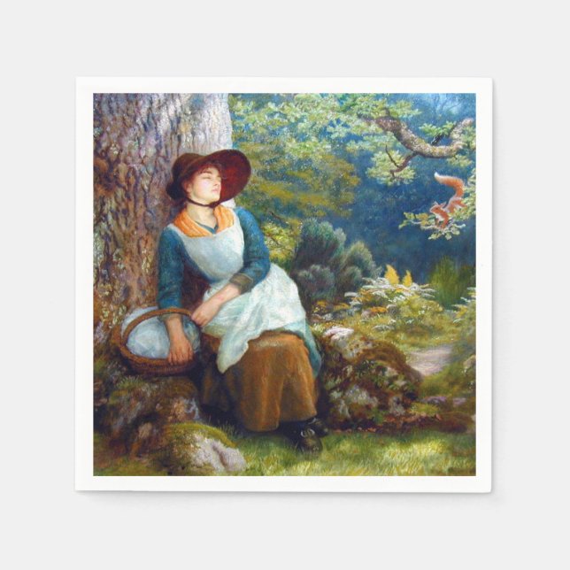 Sovande i skogen (av Arthur Hughes) Pappersservett (Framsidan)