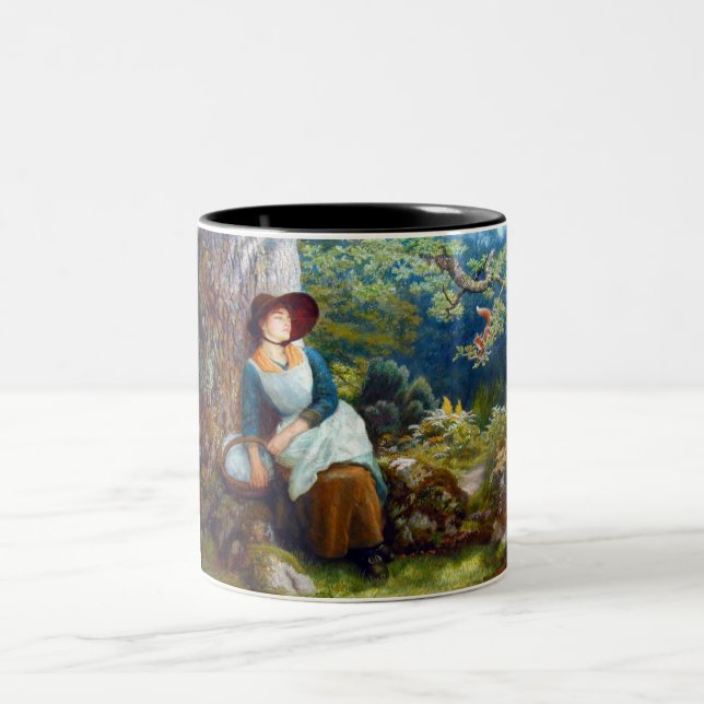 Sovande i skogen (av Arthur Hughes) Två-Tonad Mugg (Center)