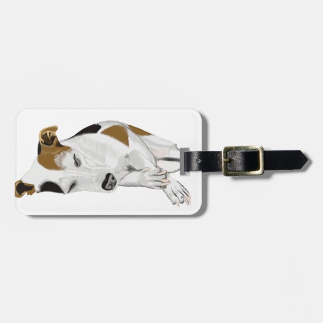 Sovande Jack Russell Bagagebricka (Horisontell Framsida)