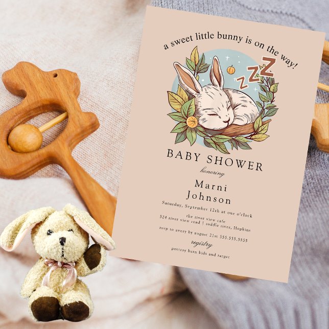 Sovande kanin - Baby Shower-inbjudan Inbjudningar (Skapare uppladdad)