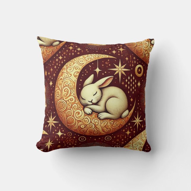 🌙🐰 Sövande Kanin Måne Mysig Dekoration Present ✨ Kudde (Framsida)
