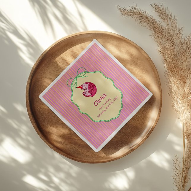 Sovande katt 1-årsdag gul rand pappersservett (Skapare uppladdad)