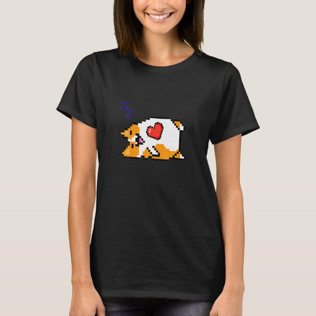 Sovande Katt 8 Bit TV-spel  Spelare Pixelartad Des T Shirt (Framsida)