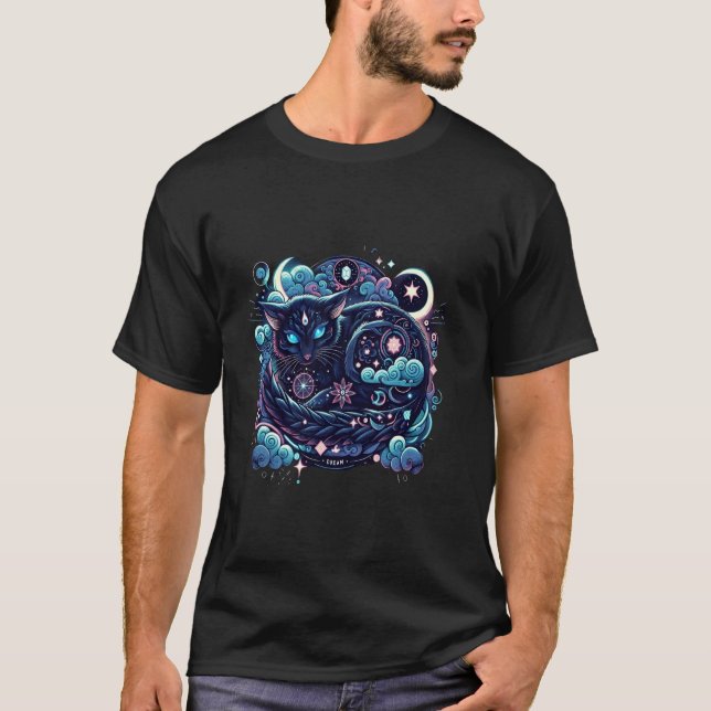 Sovande Katt Andlig Elemental Myt Fiktion Hippie P T Shirt (Framsida)