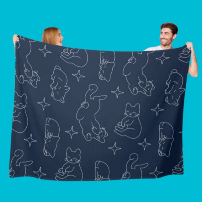 Sovande katt flanellfilt – mysig kattmönster fleecefilt (Skapare uppladdad)