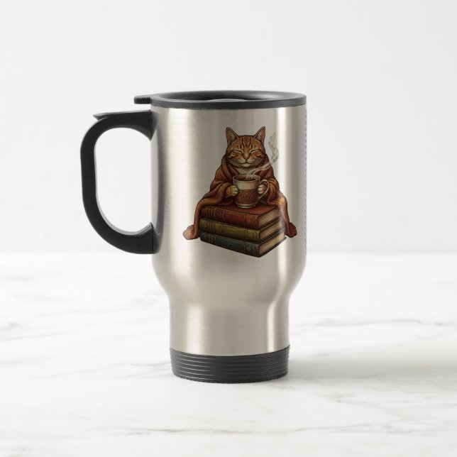 Sovande Katt Kaffe Mugg (Vänster)
