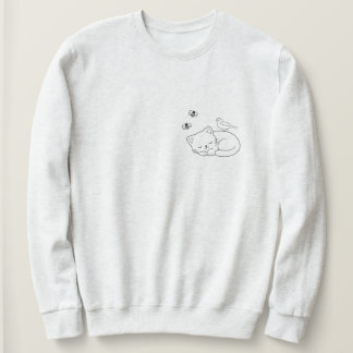 Sovande katt linjärt konstverk t shirt