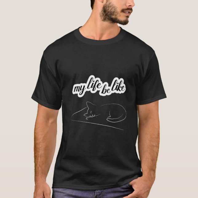 Sovande Katt Liv T Shirt (Framsida)