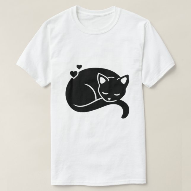 Sovande katt med hjärtan Grafisk t-shirt (Design framsida)