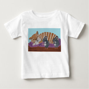 Sovande katt med luriga möss t-shirt